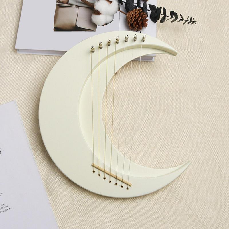 Lyre Harp Musical Instrument Wooden Moon Lyre Harp 7 Strings Lyre Piano Crescent Musical Instrument Portable Harp Instrument