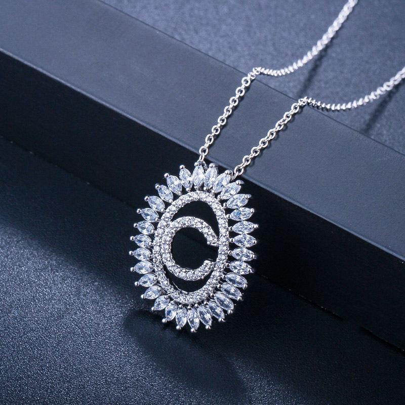 D0037 Colier cu literă, Zircon 3A de înaltă calitate, Pandantiv personalizat, Opțiuni multiple.