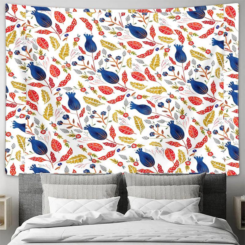 Boho Tapestry Wall Hanging Floral Wall Art Aesthetic Room Decor Nature Botanical Print Home Textile Dorm Room Decor Living Room