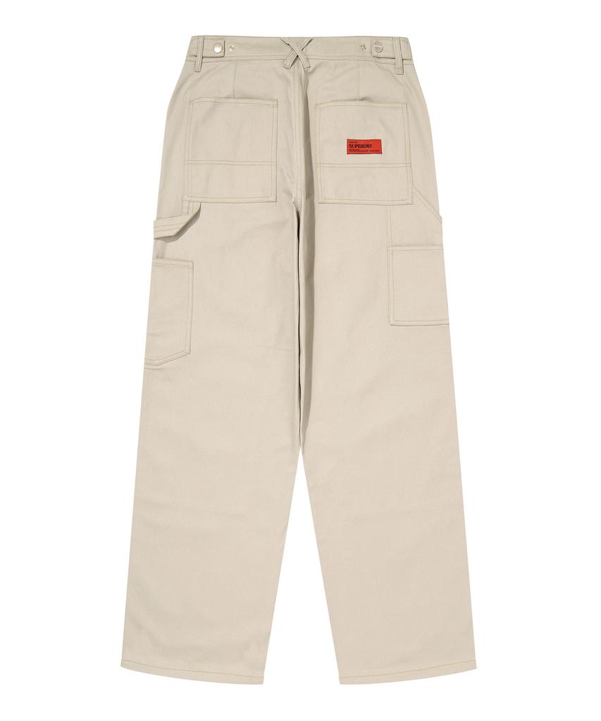 Syupeodeulai Double Knee Cotton Work Pants Light Beige