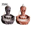Meditation Tea Room Accessories Skeleton Incense Burner, Backflow Waterfall Cone Holder, Gothic Skull Creative Smoke Stick Holder for Halloween