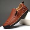 Summer Men's Slip-On Loafers: Large Size Breathable Leather Casual Shoes with Soft Sole