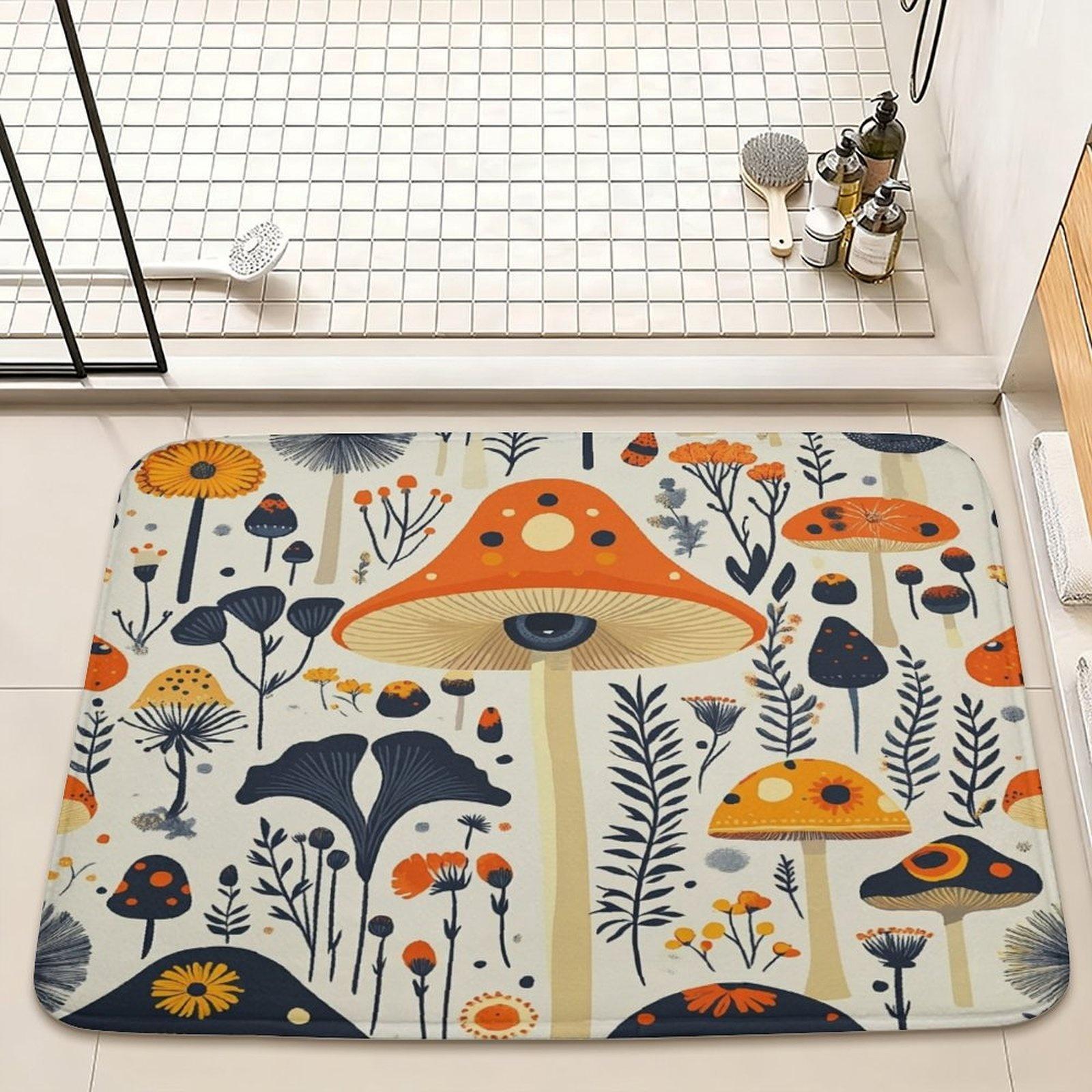 

Mushroom Garden Door Mat – Whimsical Forest Fungi & Flowers Design, Artistic Nature-Inspired Entryway Mat for Bathroom, Kitchen 40x60cm16x24in