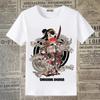 Japanese Kitsune Fox Mask Floral Graphic Women T-Shirt Traditional Oriental Sakura Bell Print Short Sleeve Casual Tee