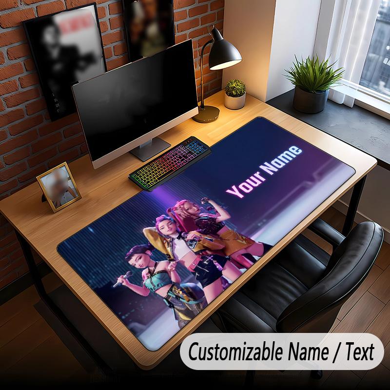 Large Mouse Pad Kpop Demon Hunters Print Custom Name Text Desk Mat for Office Gaming