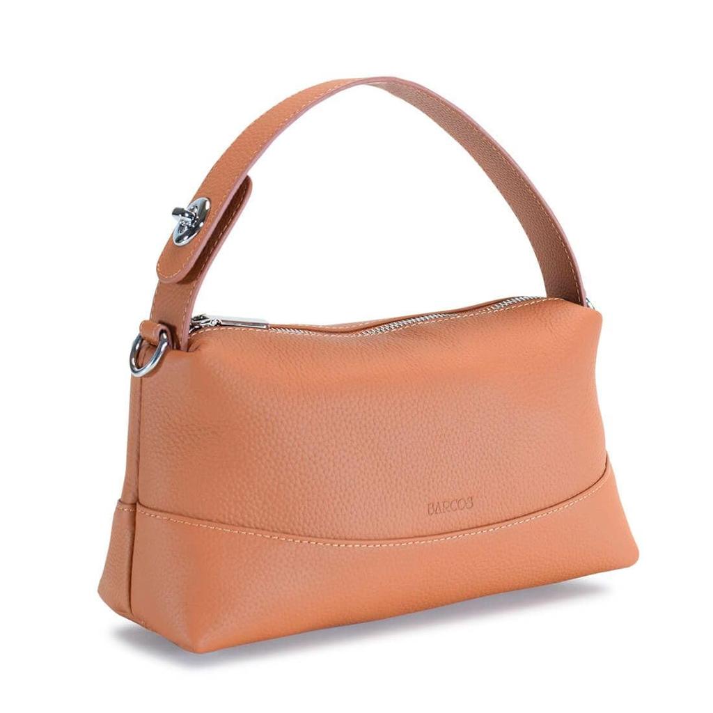 Barcos Cowhide Handbag, Tote Bag, Shoulder Bag, Shrink Leather, 2-Way, Taupe