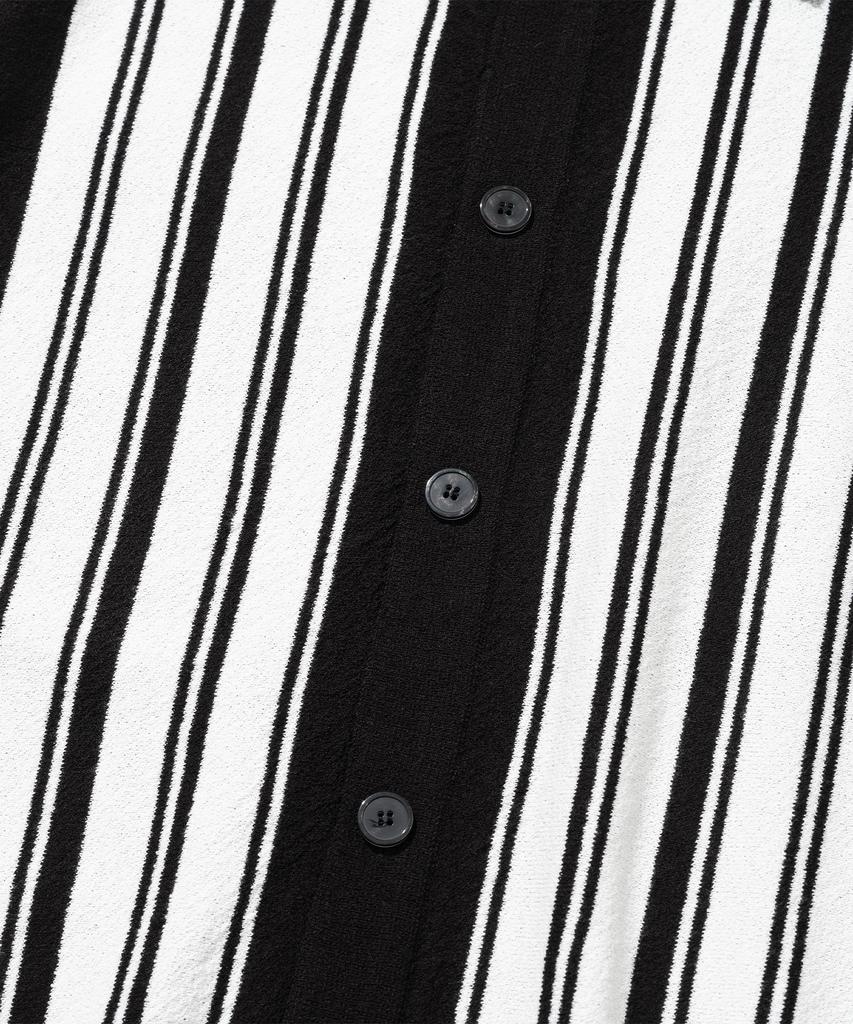 Knitted Summer Striped Short Sleeve Knit Shirt Black