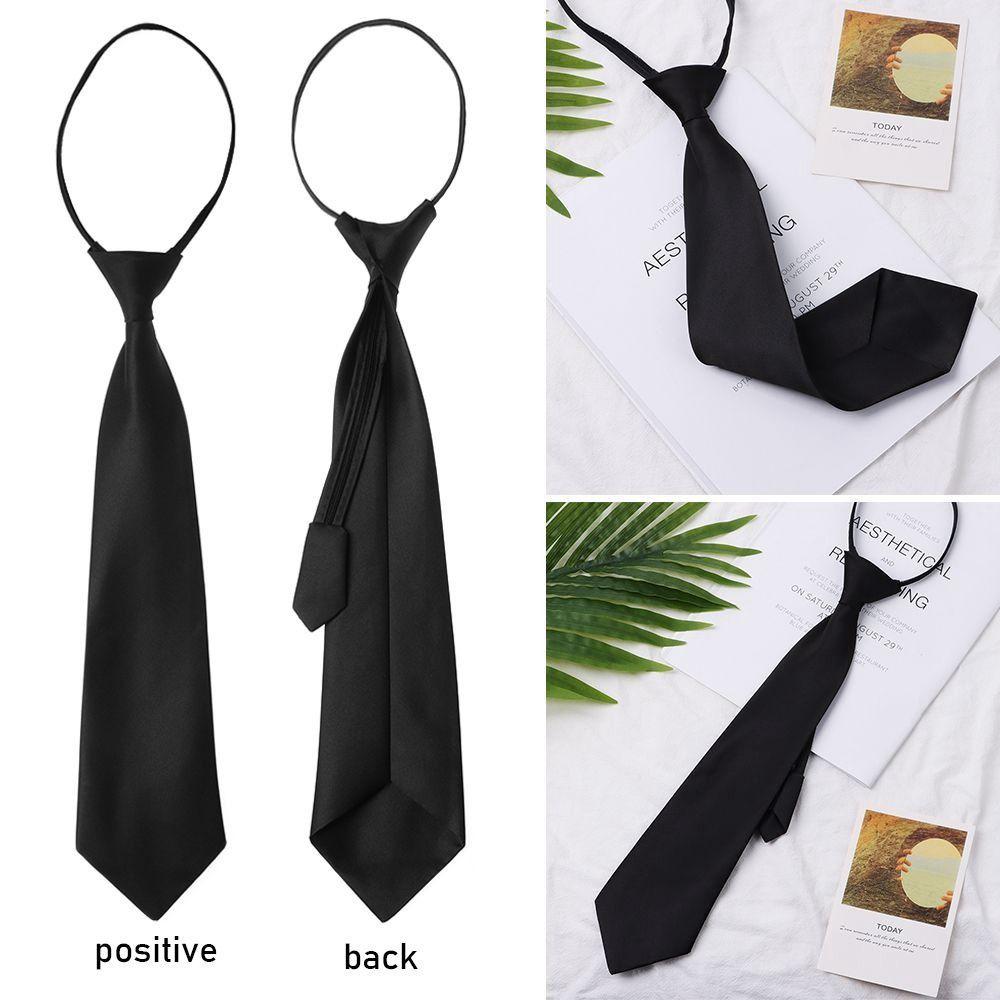Pre-tied Tie JK Uniform Neckties School Students Neckties Zipper Neck Ties Scarf Tie Black Neckties