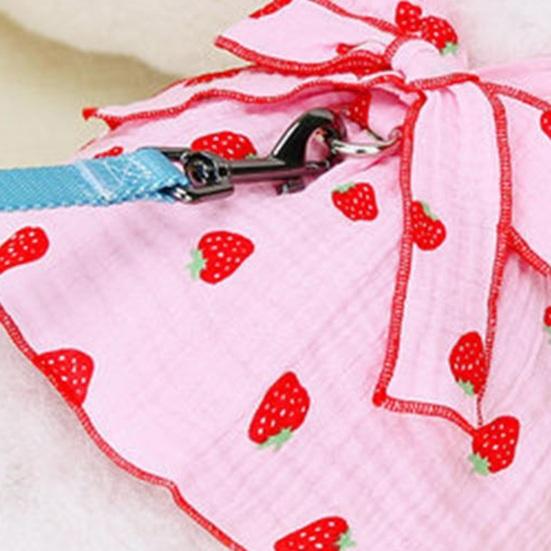Sommerkleid für Hunde, süßes Erdbeermuster, Schleifendekor, Prinzessinnen-Kleidung, Haustierrock mit Traktionsring, atmungsaktive Welpenkleidung für kleine Hunde und Katzen
