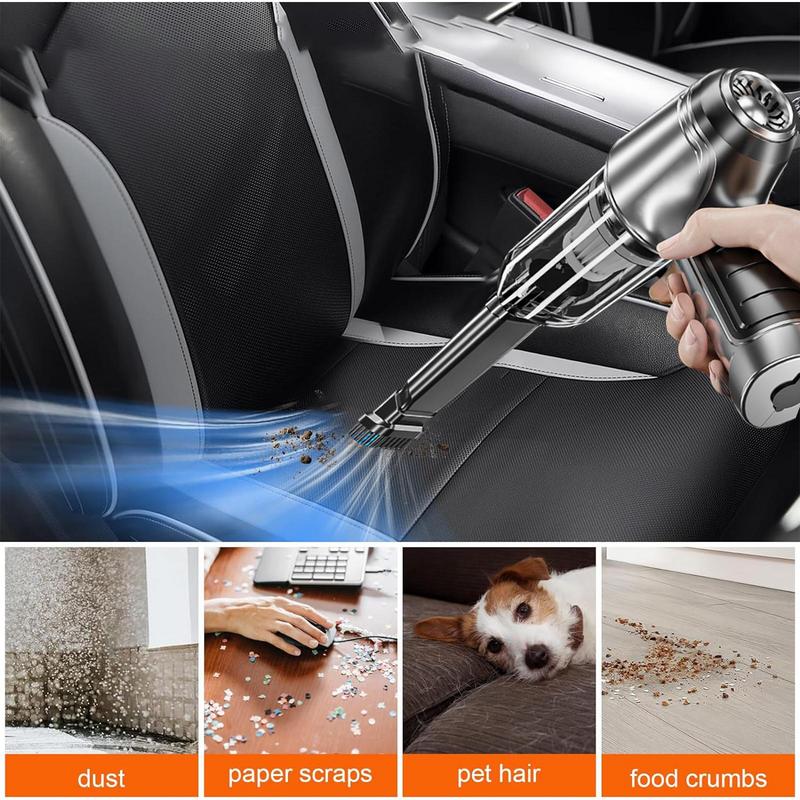 Car Vacuum High Power 120W Portable Vacuum For Car Interior Strong Suction Vacuum With Multi-Nozzles For Pet Keyboard Wet And Dr