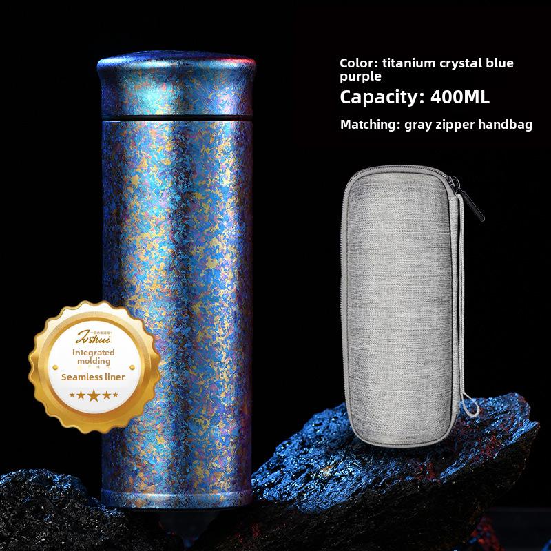 

«Элегантная термокружка из титана с рисунком в виде ледяного цветка — идеально подходит для заваривания чая и использования в автомобиле» 400ML (Gift Box)