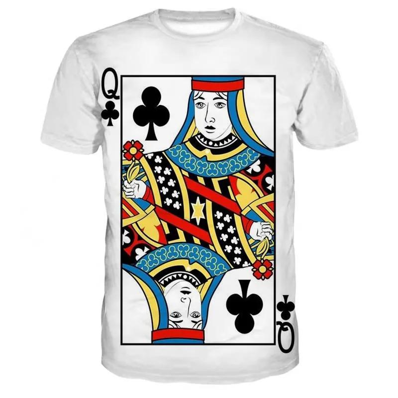 Summer Round Neck Playing Card Pattern 3D Print Top Fashionable Casual Short Sleeved Men's T-shirts
