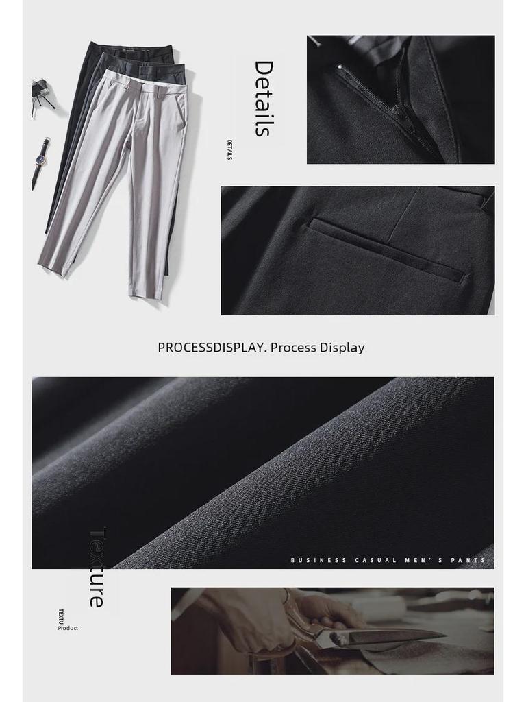 Herren Koreanischer Stil Slim Fit 9-Punkt Eisseide Hose - Weich, Trendig, Leicht Elastisch, Allround-Freizeithose