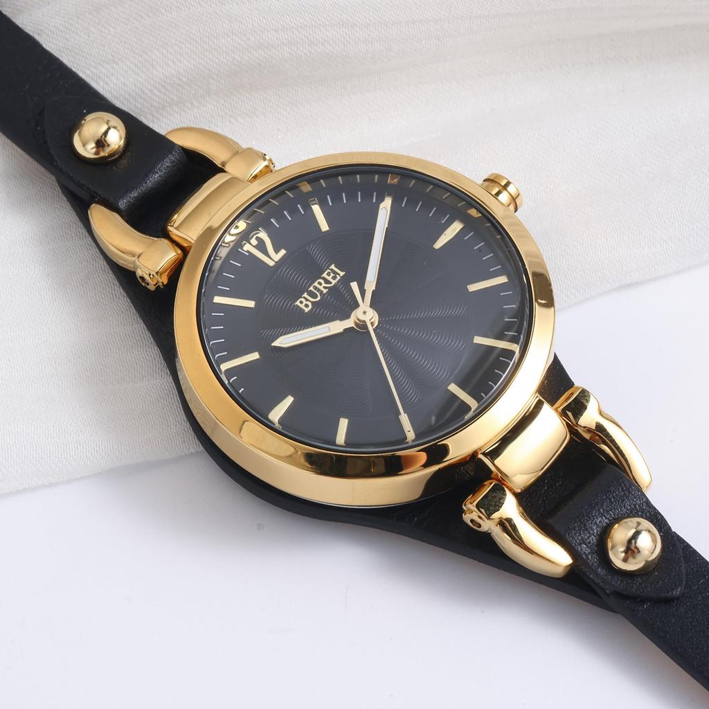 BUREI Analog Quartz Watch with Waterproof Leather Slim and Large A and Lightweight Watch for A Popular Choice for and Everyday A Great Gift for or Any