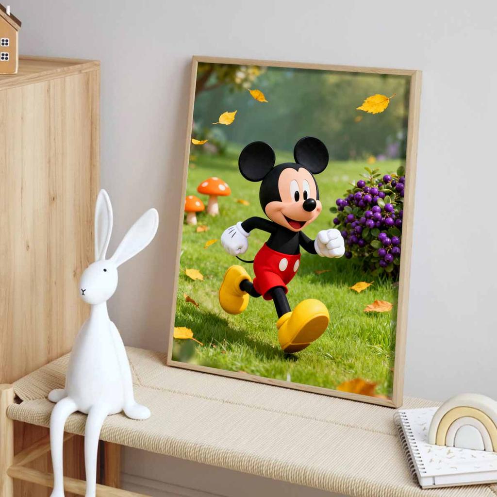 Disney diamond art painting kit Mickey Mouse autumn nature scene 5D handmade diy diamond painting, home wall decoration