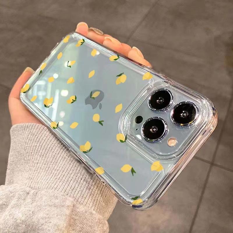 Summer Lemon Fresh Clear Phone Case for iPhone 17 16 15 14 13 12 11 Series Pro Max Plus Double Layer Protection