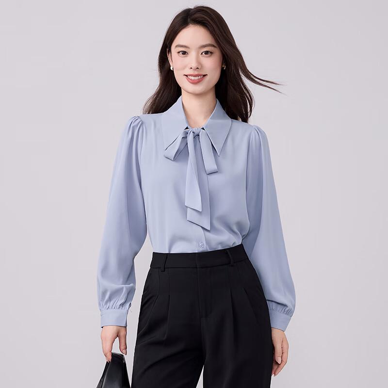 TLUOMAN Women's Non-Iron Detachable Bow-Tie Blouse