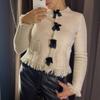 SHEINs neues Herbst-Damen-Strickjacken- und Rock-Set im europäischen und amerikanischen Stil mit Schleifenverzierung