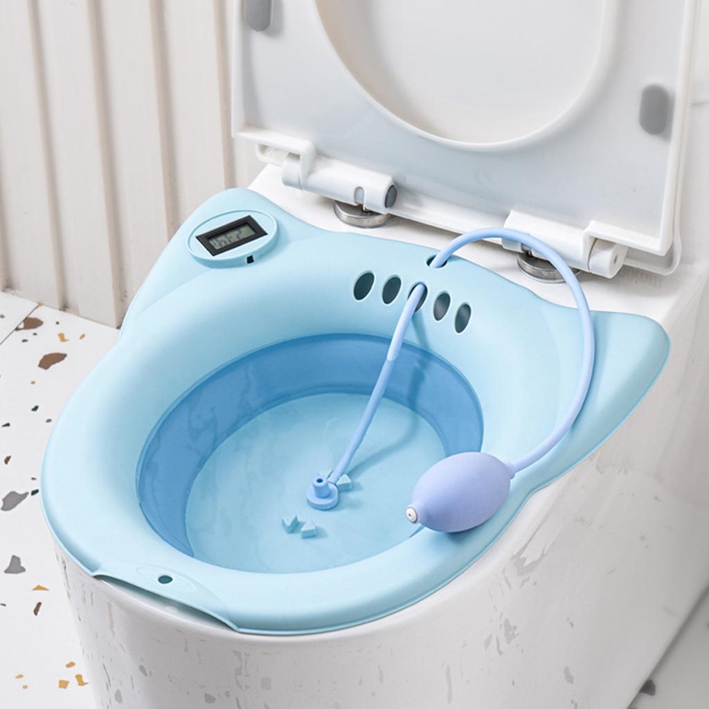 Bath for Toilet Seat Soaking Seat with Hanging Hole Hip Basin Toilet Tub for Elderly