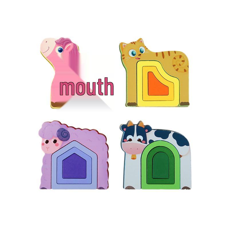 3D Animal Shape Matching & Color Training Puzzle Board for Kids