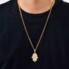 The Hand of Fatima Zircon Necklace for Men,Gold Color Evil Eye Stainless Steel Pendant,Turkish Jewelry Gift