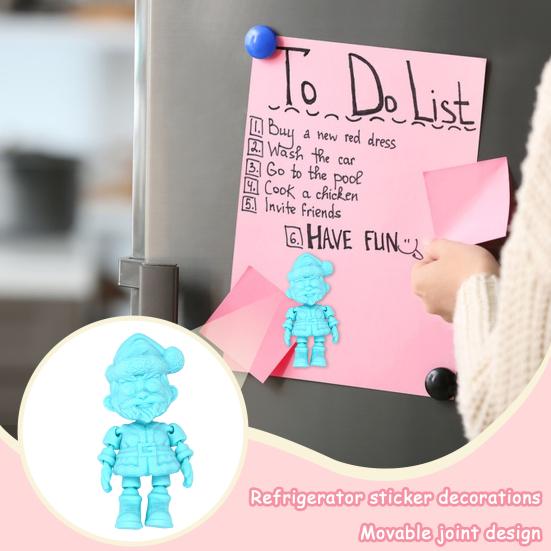Yousheng Santa Fridge Magnet Movable Joints Christmas Ornaments 3D Printed Festive Fridge Decor Unique Party Gift