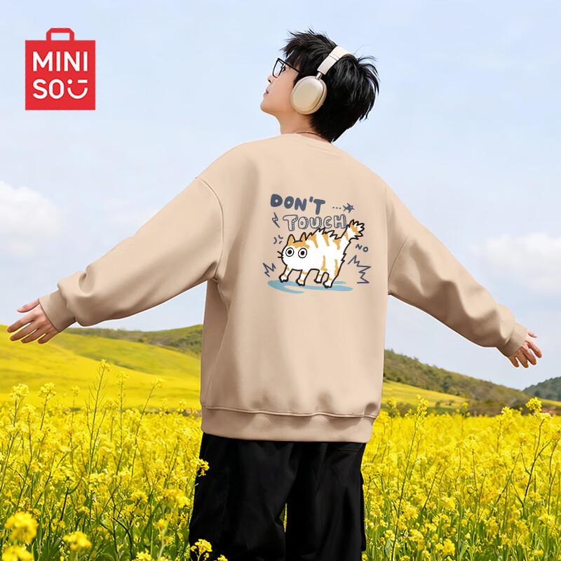 MINISO Men's Casual Crew Neck Printed Sweatshirt
