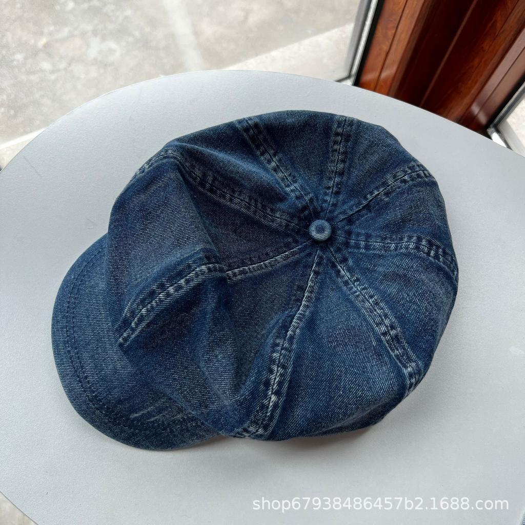 Cloud cowboy beret female spring and autumn big head circumference literary retro painter hat British newsboy hat peaked cap
