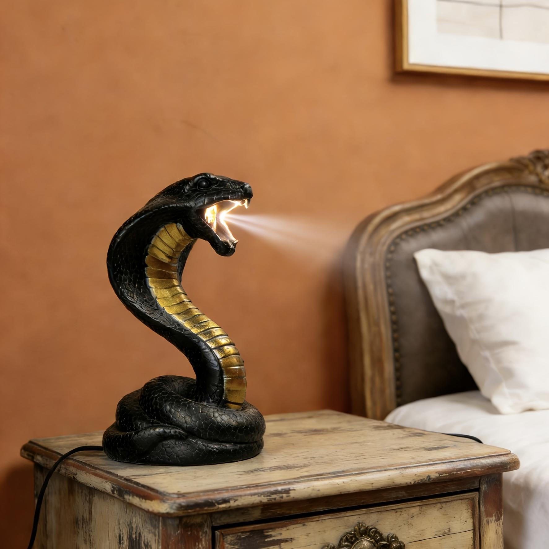 Unique LED Snake Shaped Sculpture Light Artistic Style King Of Glasses Snake Bedside Lamp Bedroom Light Suitable for Home Decoration чёрный