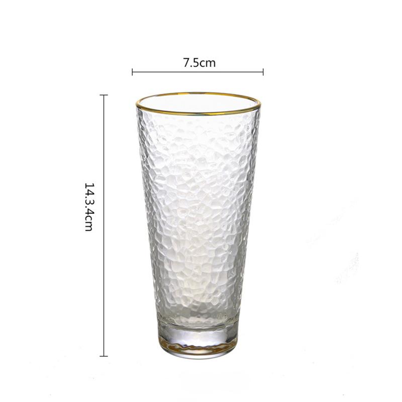 

4pcs/2pcs/1pcs Golden Edge Water Cup 330ml Household Relief Cup Heat-resistant Glass Drinkware Gifts for Friends Beverage Cups 330ml