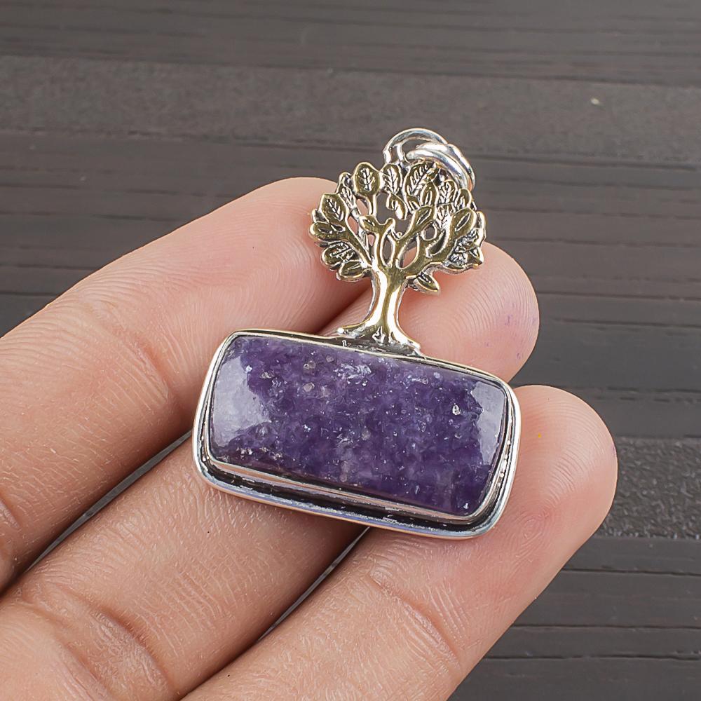 

Natural Lepidolite Gemstone 925 Sterling Silver Jewelry Designer Pendant 1.45 AJP-2191