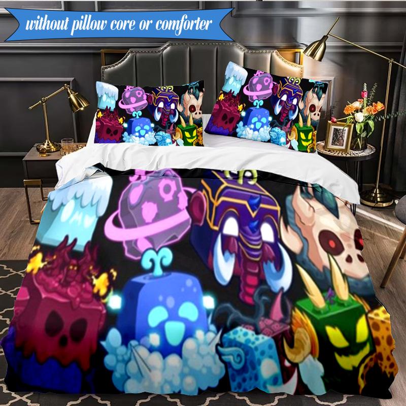 Colorful Cube Creatures 3pcs K-pop Music Group Bedding set,Ideal for Bedroom, Dormitory,Including Duvet Cover And 2pcs Pillowcases,Fan Gifts