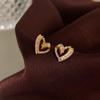 Elegant Zircon Heart Stud Earrings for Women - Silver Needle, Sweet Temperament, Fashionable High-End Accessories
