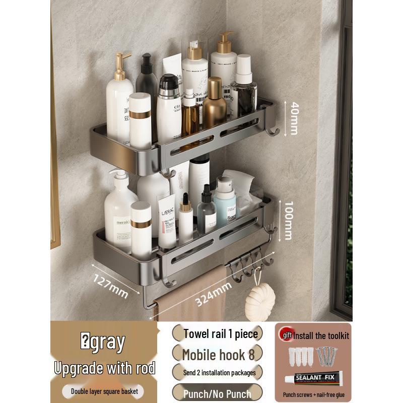 Punch-Free Wall-Mounted Bathroom Shower Corner Shelf