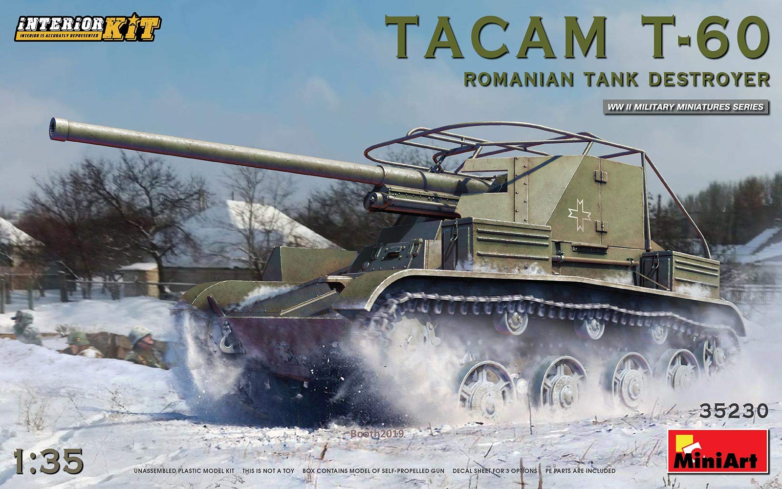 

Miniart Scale Romanian Army TACAM Tank Destroyer with Full Interior Plastic Model Kit MA35230 1/35 T-60 (Reproduced Interior)