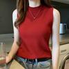 Weste Damen Half Rollkragenpullover Ärmelloses Strickoberteil Hosenträger