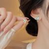 Small fresh diamond petal opal oval stud earrings exquisite light luxury small versatile high-end super flash earrings