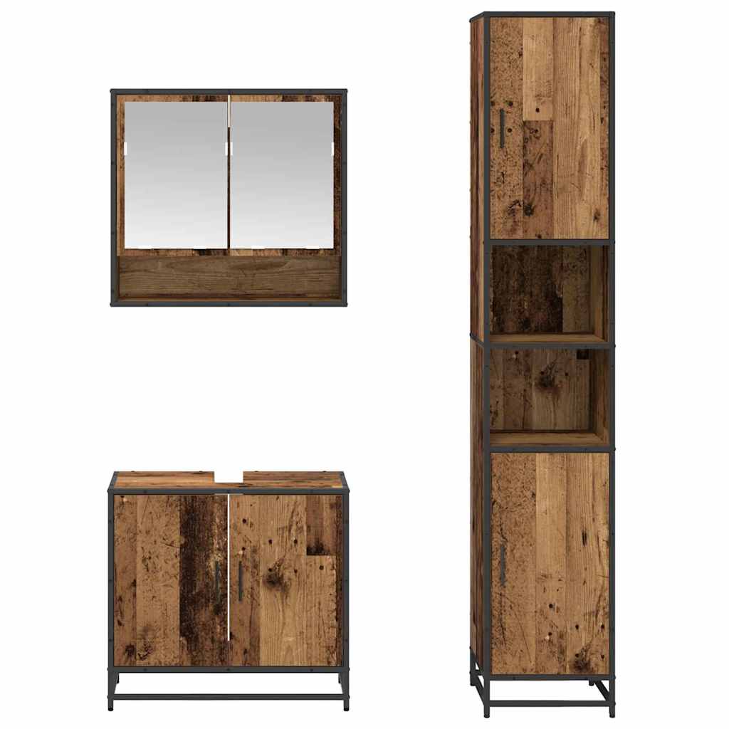 Bathroom Furniture Set with Shelf 3 pcs Reclaimed Wood Effect Particleboard