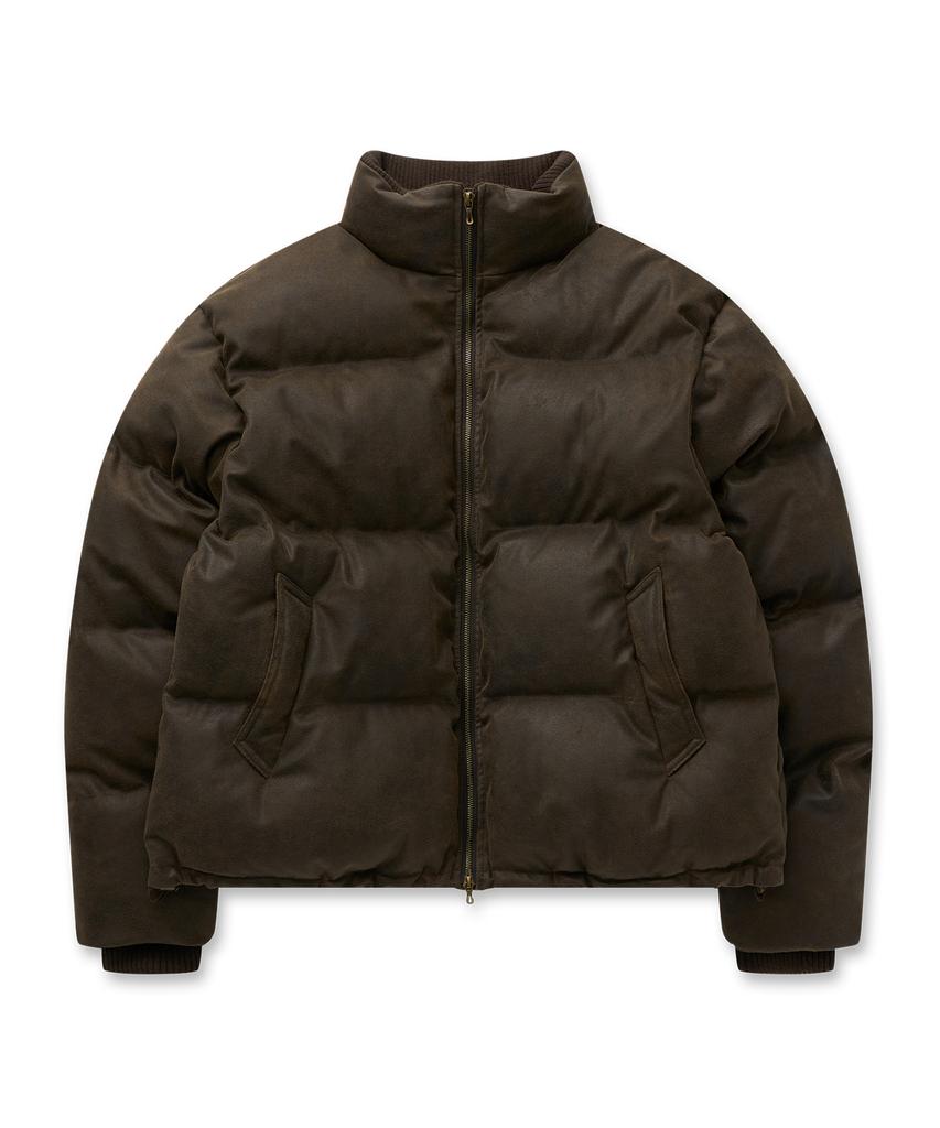 Pealp Vintage Faux Leather Padded Jacket 28(Brown)