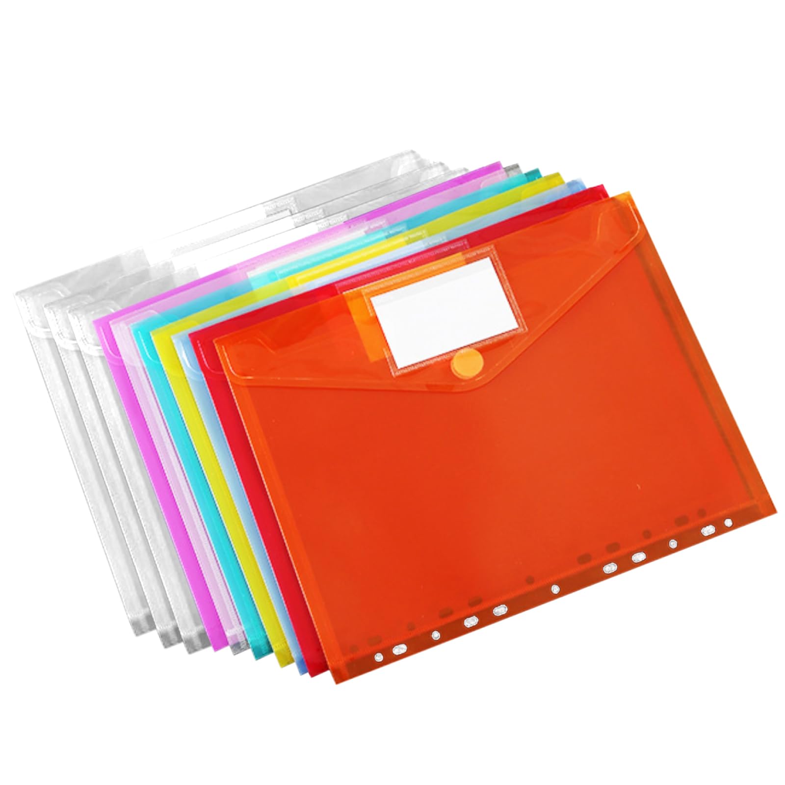 nijimomo Clear Set of Waterproof File, A4, 10, Loose-leaf Pocket, Envelope-style File, (Assorted Designs)