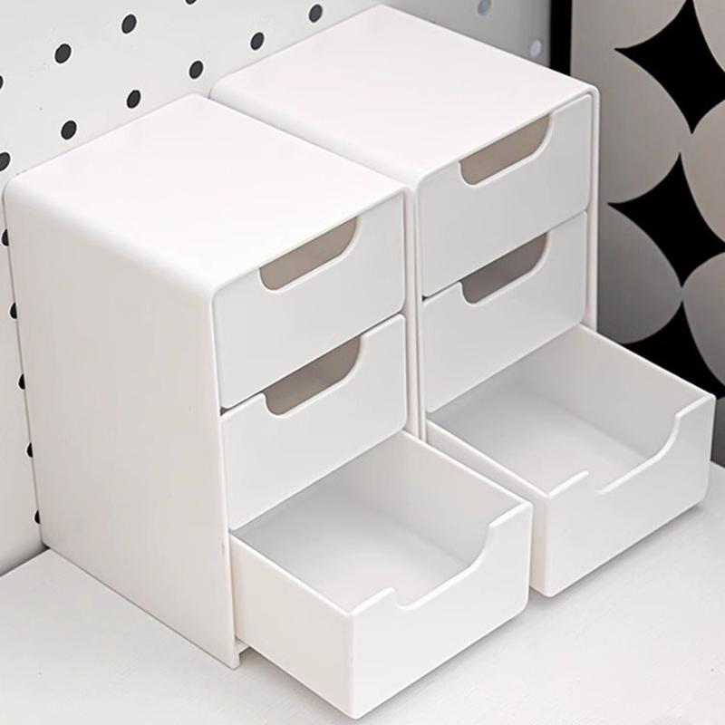 3-Tier Cosmetic Storage Box Organizer With Drawers Multifunctional Countertop Storage For Jewelry Office Supplies