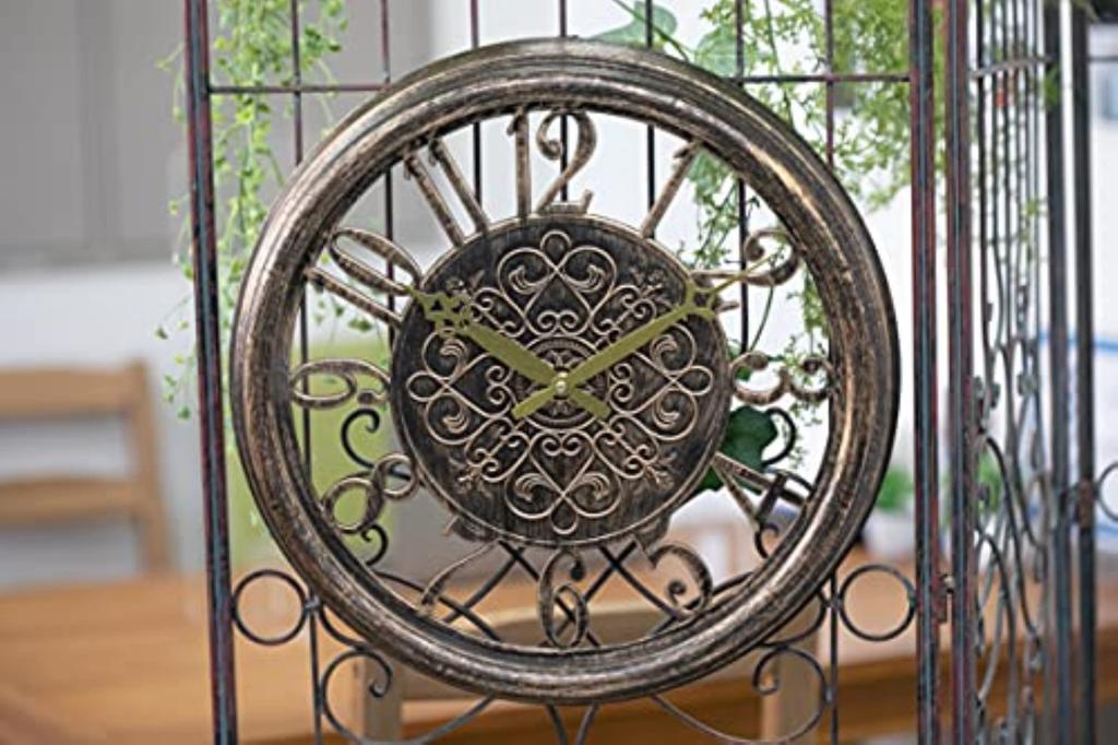 matakoko315 Antique Large Wall Luxury Wall Easy to Stylish Dark Living Room Cool Analog Wall Round Shape Clock, Clock, Overseas-inspired, Stylish,