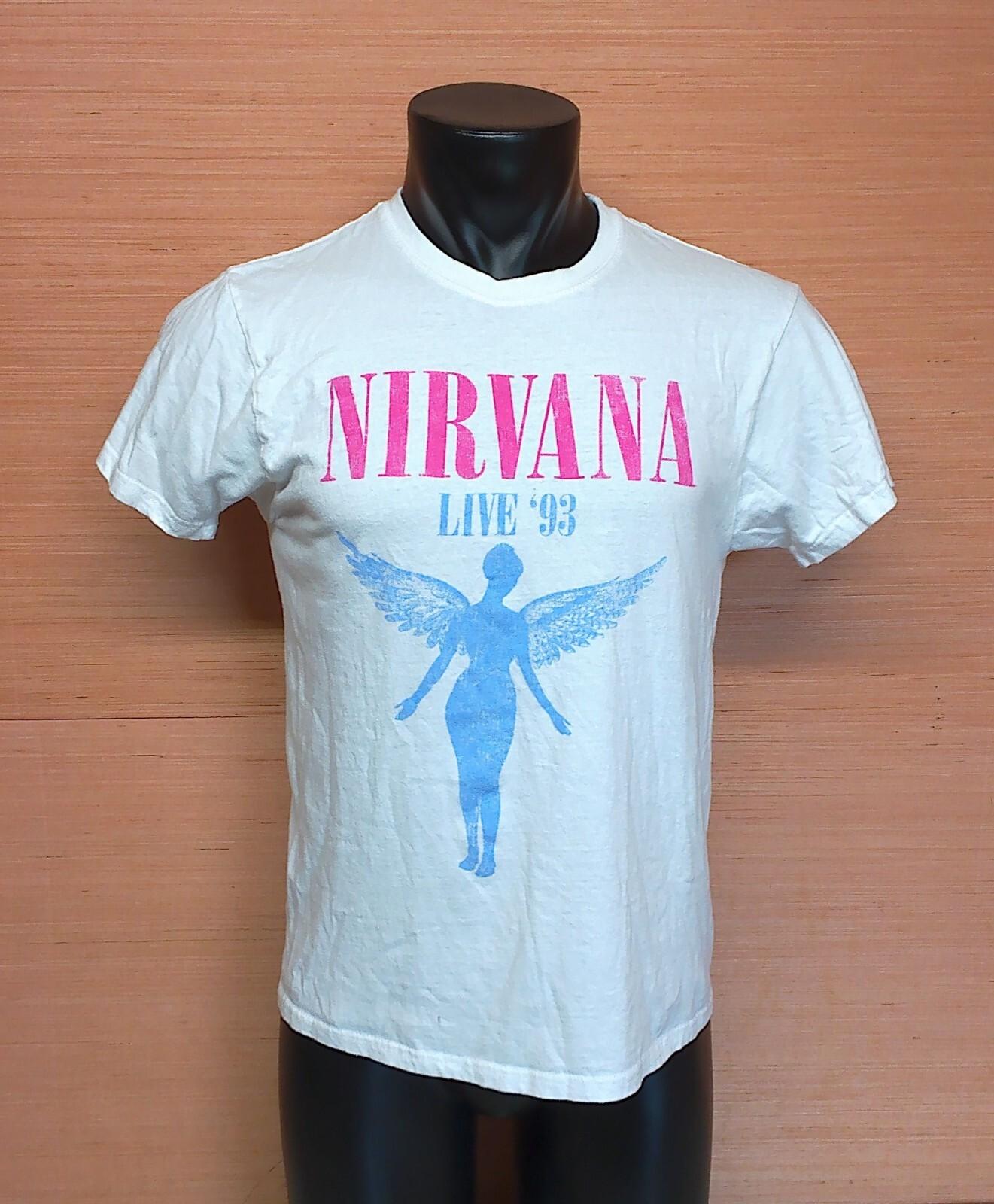 

26 Nirvana Live 93 White Short Sleeve Cotton T-Shirt Women s Size Large Unisex T-Shirt M