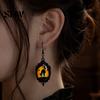 Versatile Dark Style Daily Wear Accessories 1 Pair Halloween Gothic Black Cat Earrings for Women, Vintage Jewelry with Skull Bat Patterns Punk Dangle