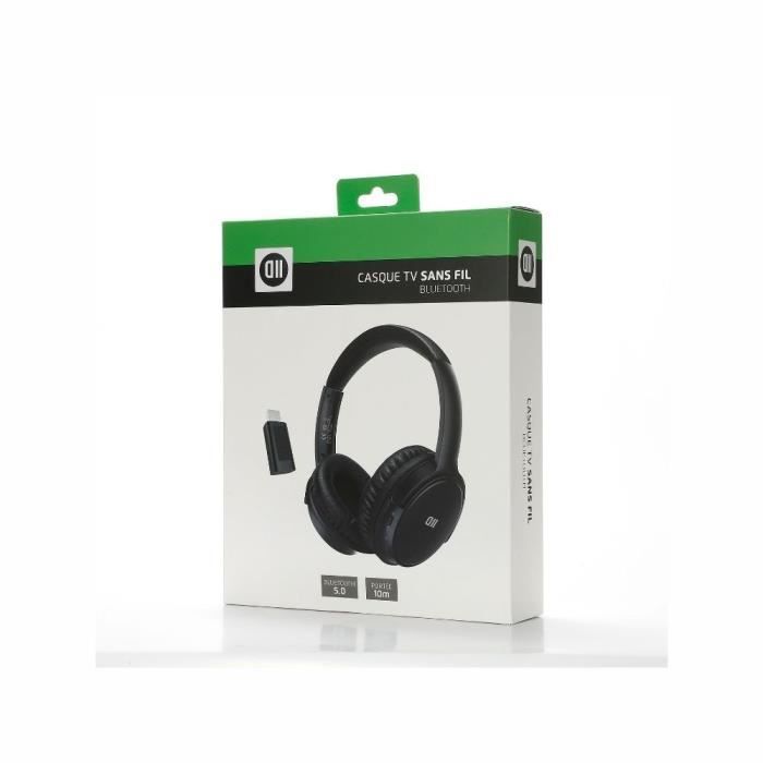 Casque TV Sans Fil Avec Dongle USB 2.4 Ghz, Conception Circum-aural Réglable Et Pliable, Coloris Noir Noir