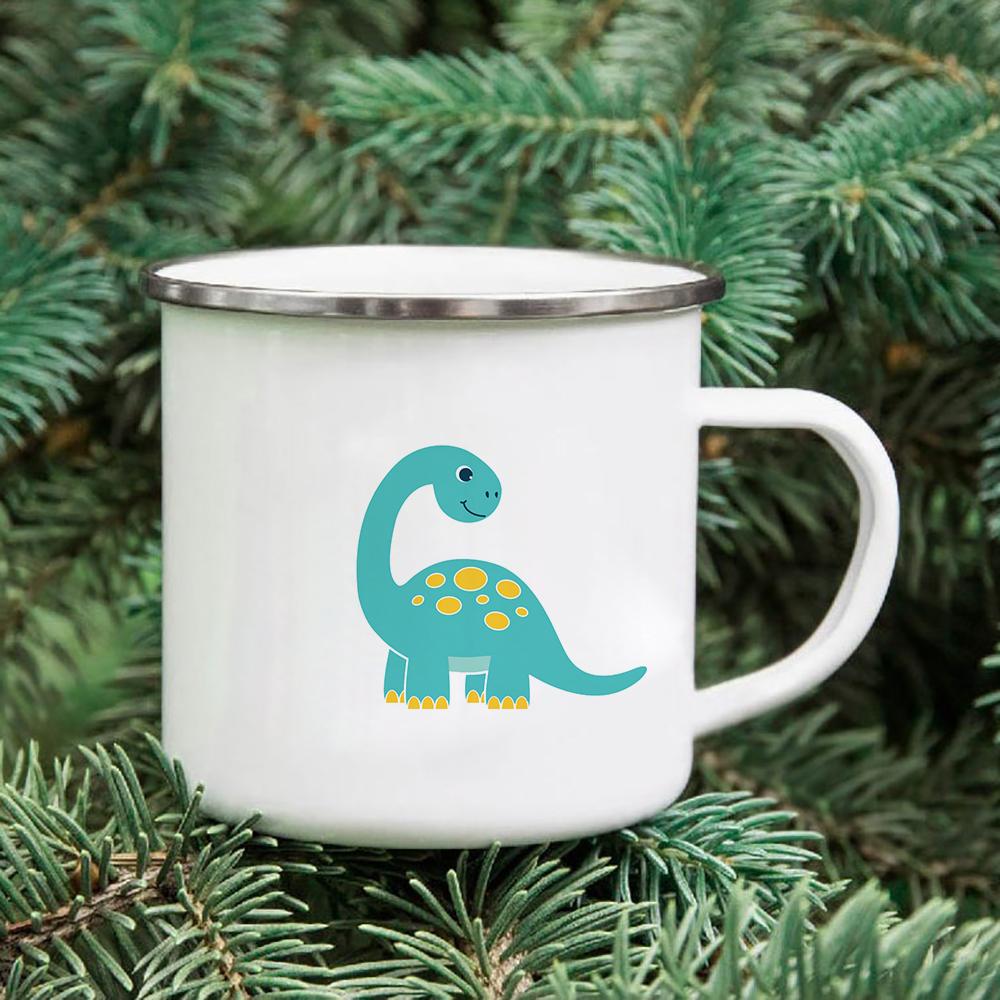 Rainbow Print Enamel Coffee Mugs Car Sibling Cup Outdoor Camping Tea Cups Tourist Tableware Picnic Utensils Creative Hiking Gift