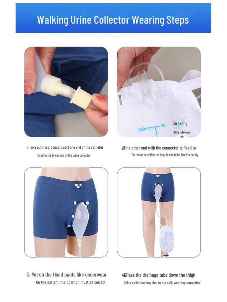 Men's Silicone Detachable Urine Collection Underwear Catheter for Elderly Care