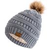 New Anti-Static Beanie Hat Satin Lined Faux Fur Pom Pom Beanies Hat For Woman Winter Warm Knit Hats