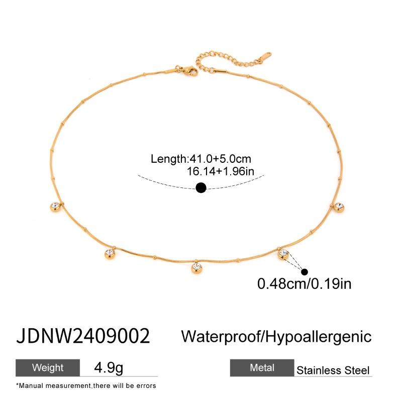 Titanium Steel Zirconia Necklace for Women, Lightweight Luxury, High-end Style, Collar Chain, Stainless Steel Jewelry Accessory  JDNW2409002