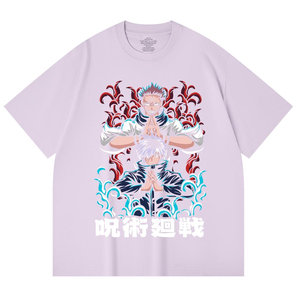 230 Gsm 100% Cotton Jujutsu Kaisen V49 Gojo Sukuna Print Unisex Heavy Cotton T Shirt